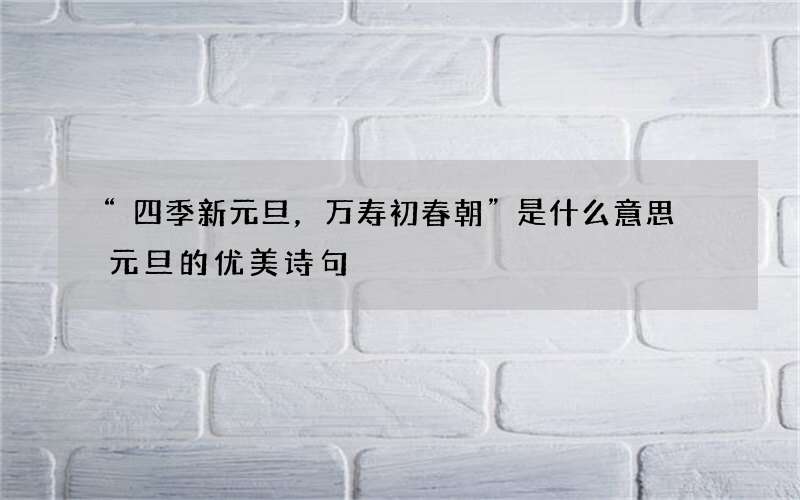 &ldquo;四季新元旦，万寿初春朝&rdquo;是什么意思 元旦的优美诗句